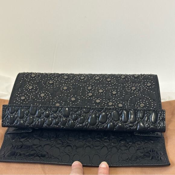 Alaia Crocodile Embossed Studded Leather Pochette Clutch Bag - Picture 4 of 10